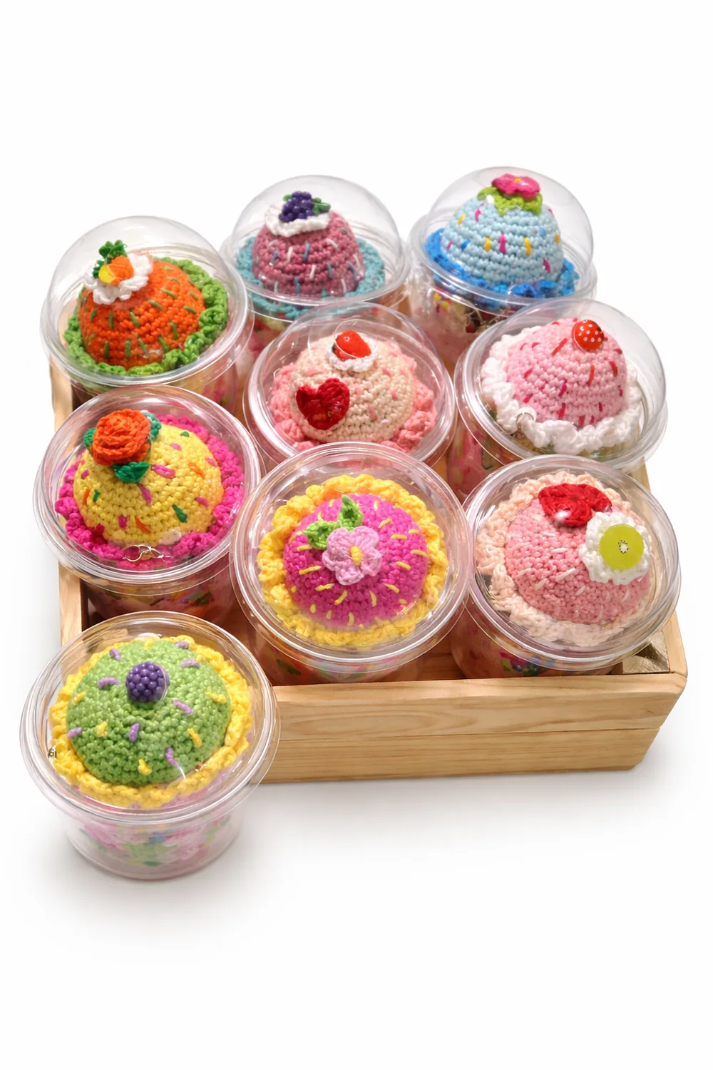 Un mundo de cupcakes tejido a mano